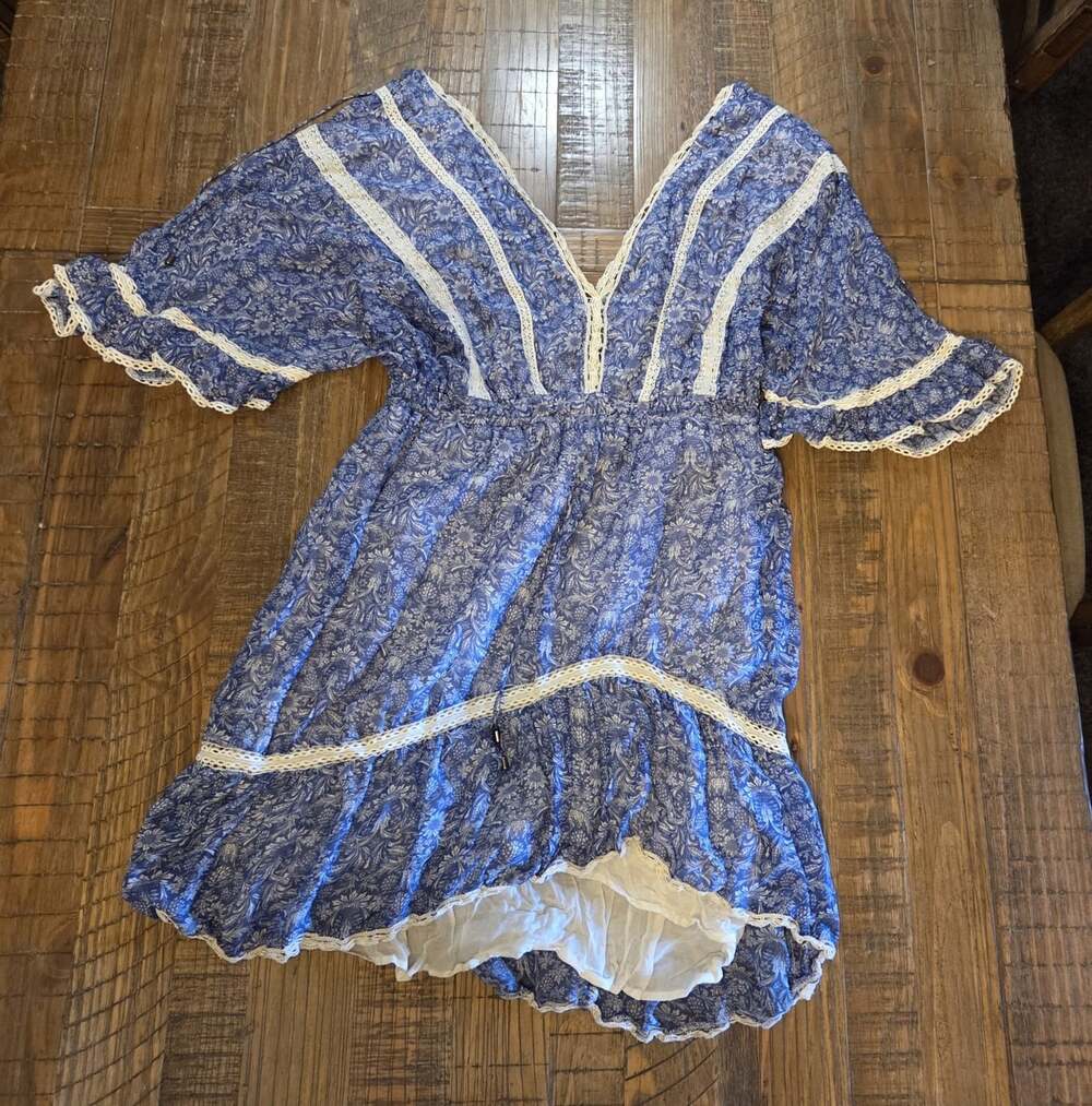 Love Sam Blue and White Boho Dress Size M